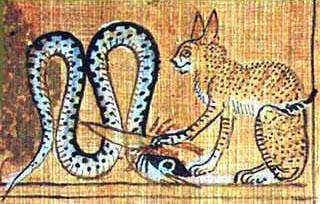  Sun god Re (as a cat) slays the serpent Apophis